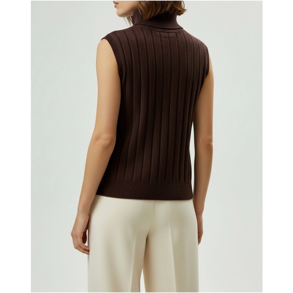 LILYSILK Turtleneck Sleeveless Cashmere Vest, Fruitwood, Small - Picture 2 of 10